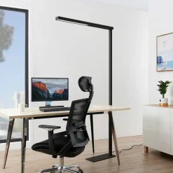 Arcchio LED kantoor vloerlamp Tamilo, zwart, metaal, 194cm