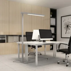 Arcchio LED kantoor vloerlamp Susi, zilver, sensor, touchdimmer