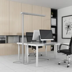 Arcchio LED kantoor vloerlamp Susi, zilver, sensor, touchdimmer