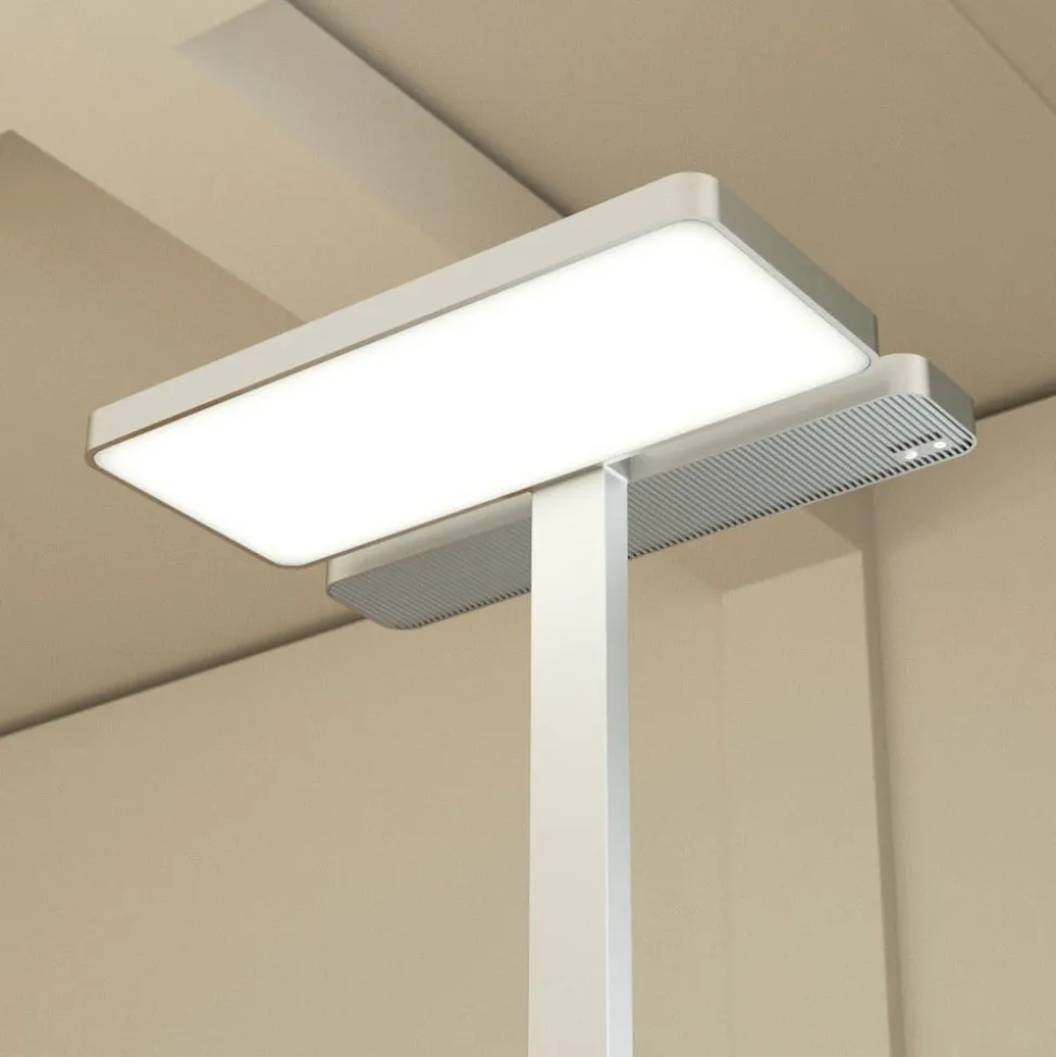 Arcchio LED kantoor vloerlamp Aila, zilver, daglichtsensor
