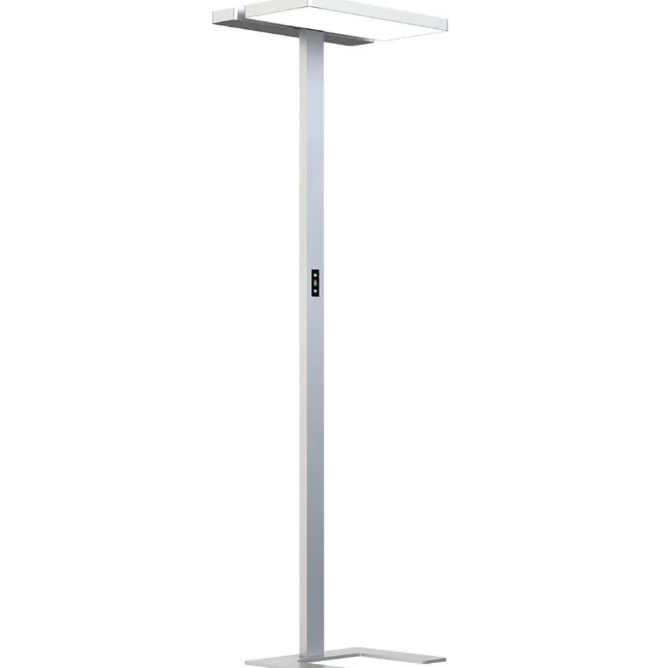 Arcchio LED kantoor vloerlamp Aila, zilver, daglichtsensor