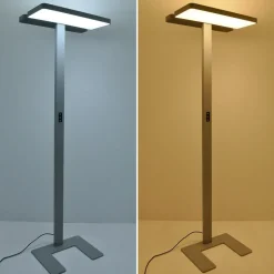Arcchio LED kantoor vloerlamp Aila, zilver, daglichtsensor