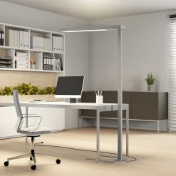 Arcchio LED kantoor vloerlamp Susi, zilver, sensor, dimmer, CCT