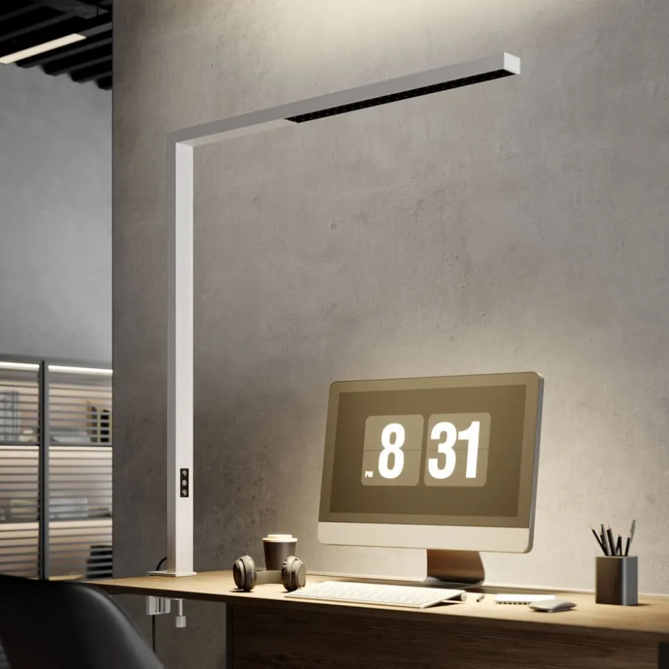 Arcchio LED klemlamp Jolinda, wit, metaal, dimbaar