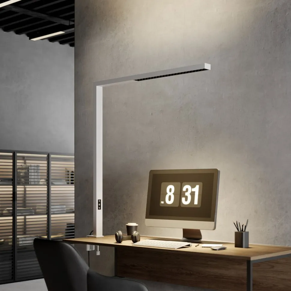 Arcchio LED klemlamp Jolinda, wit, metaal, dimbaar