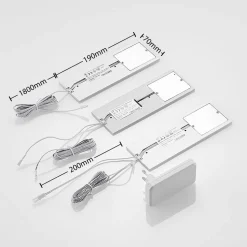 Arcchio LED meubelverlichting Nortra, set van 3, grijs, aluminium