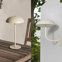 Arcchio LED oplaadbare tafellamp Thenra, beige, muurbeugel
