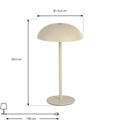 Arcchio LED oplaadbare tafellamp Thenra, beige, muurbeugel