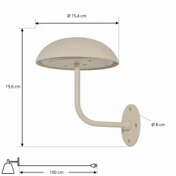 Arcchio LED oplaadbare tafellamp Thenra, beige, muurbeugel