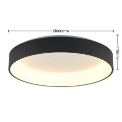 Arcchio LED plafondlamp Aleksi, Ø 60cm, zwart, metaal, CCT