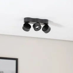 Arcchio LED plafondlamp Rotari, lenzen, 3-lamps, zwart