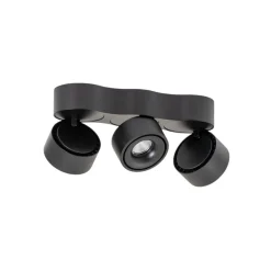 Arcchio LED plafondlamp Rotari, lenzen, 3-lamps, zwart