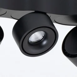Arcchio LED plafondlamp Rotari, lenzen, 3-lamps, zwart
