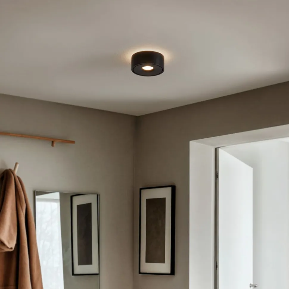 Arcchio LED plafondlamp Rotari, Ø 12 cm, omhoog & omlaag, zwart