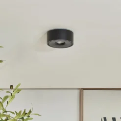 Arcchio LED plafondlamp Rotari, Ø 12 cm, omhoog & omlaag, zwart