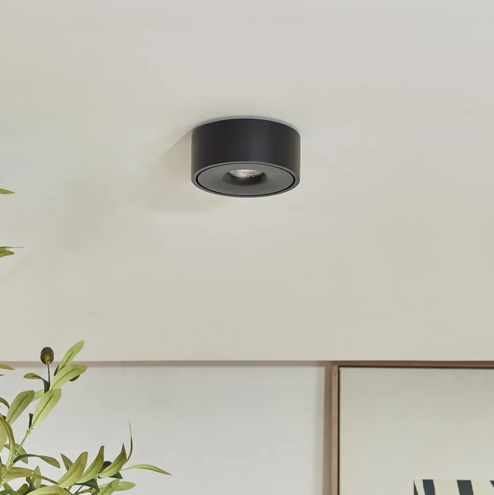 Arcchio LED plafondlamp Rotari, Ø 12 cm, omhoog & omlaag, zwart