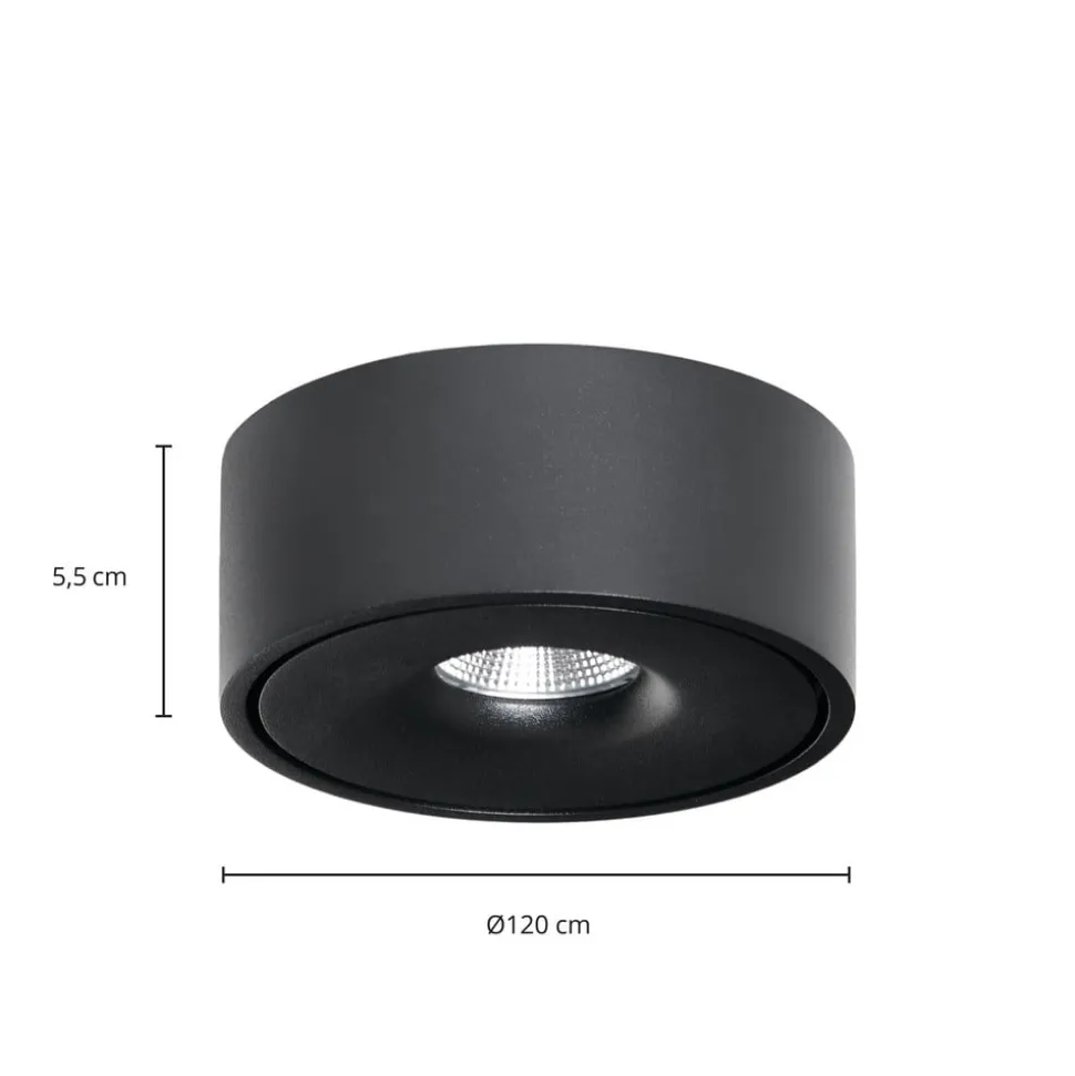 Arcchio LED plafondlamp Rotari, Ø 12 cm, omhoog & omlaag, zwart