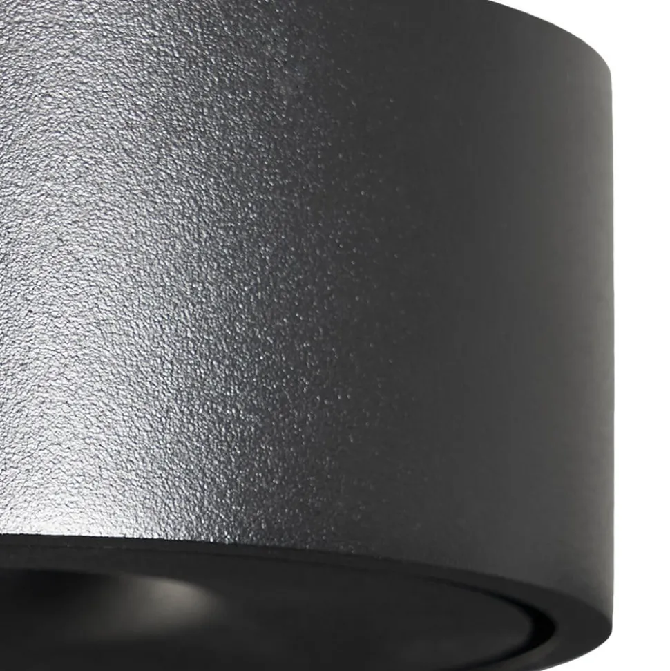 Arcchio LED plafondlamp Rotari, Ø 12 cm, omhoog & omlaag, zwart