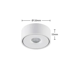 Arcchio LED plafondlamp Rotari, wit, metaal, Ø 12cm