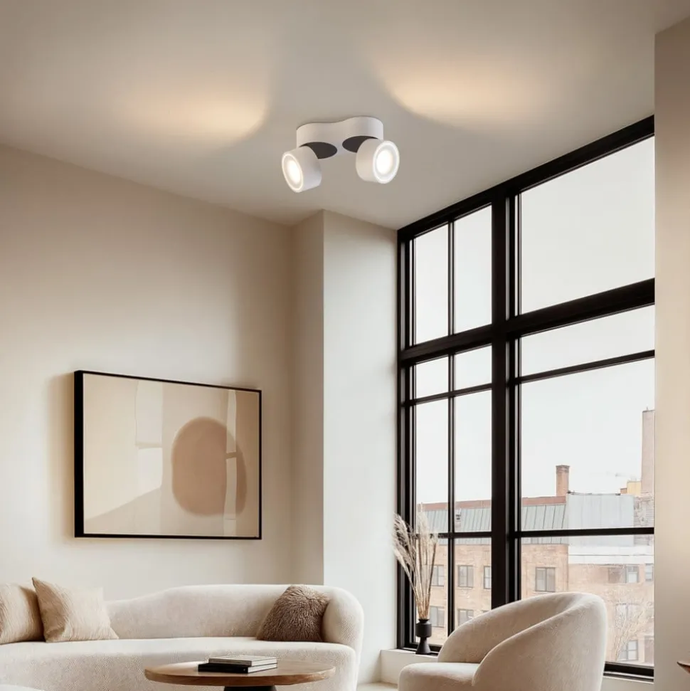 Arcchio LED plafondspot Rotari, wit, 2-lamps, 1640lm