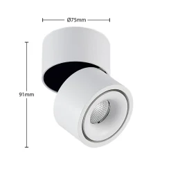 Arcchio LED plafondspot Rotari, wit, 1-lamp, 710lm