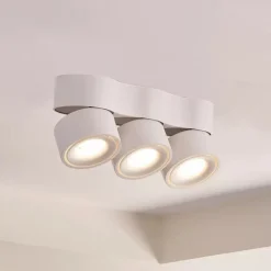 Arcchio LED plafondspot Rotari, lenzen, 3-lamps, wit