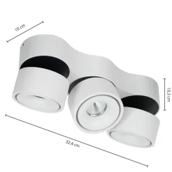 Arcchio LED plafondspot Rotari, lenzen, 3-lamps, wit