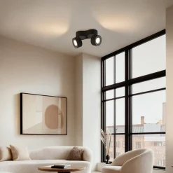 Arcchio LED plafondspot Rotari, 1960lm, 2-lamps, zwart