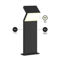 Arcchio LED sokkellamp Havin, antraciet, metaal, 60cm