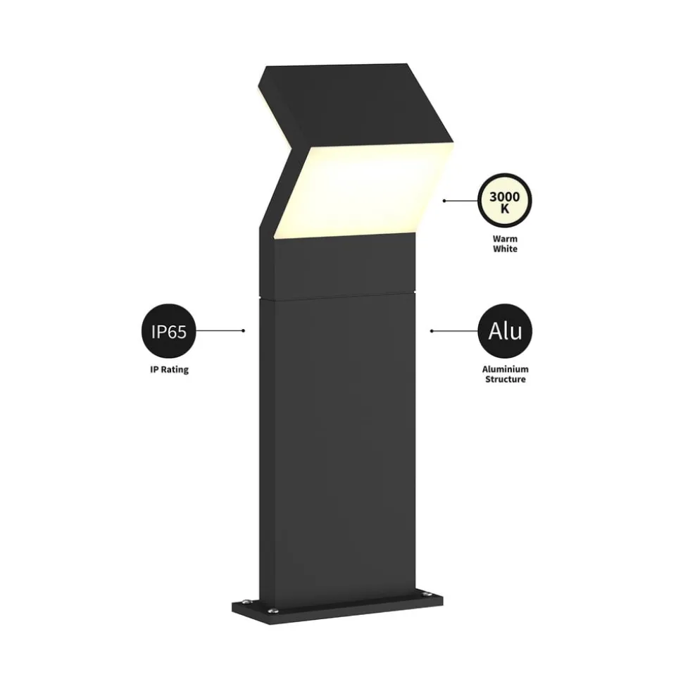 Arcchio LED sokkellamp Havin, antraciet, metaal, 60cm