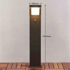 Arcchio LED tuinpadverlichting, 100 cm, antraciet, sensor, IP54