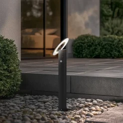 Arcchio LED tuinpadverlichting Tovio, antraciet, Ø 24cm, sensor