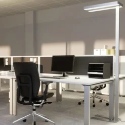 Arcchio LED vloerlamp Logan Neo, zilver, 8.000 lm, dimbaar