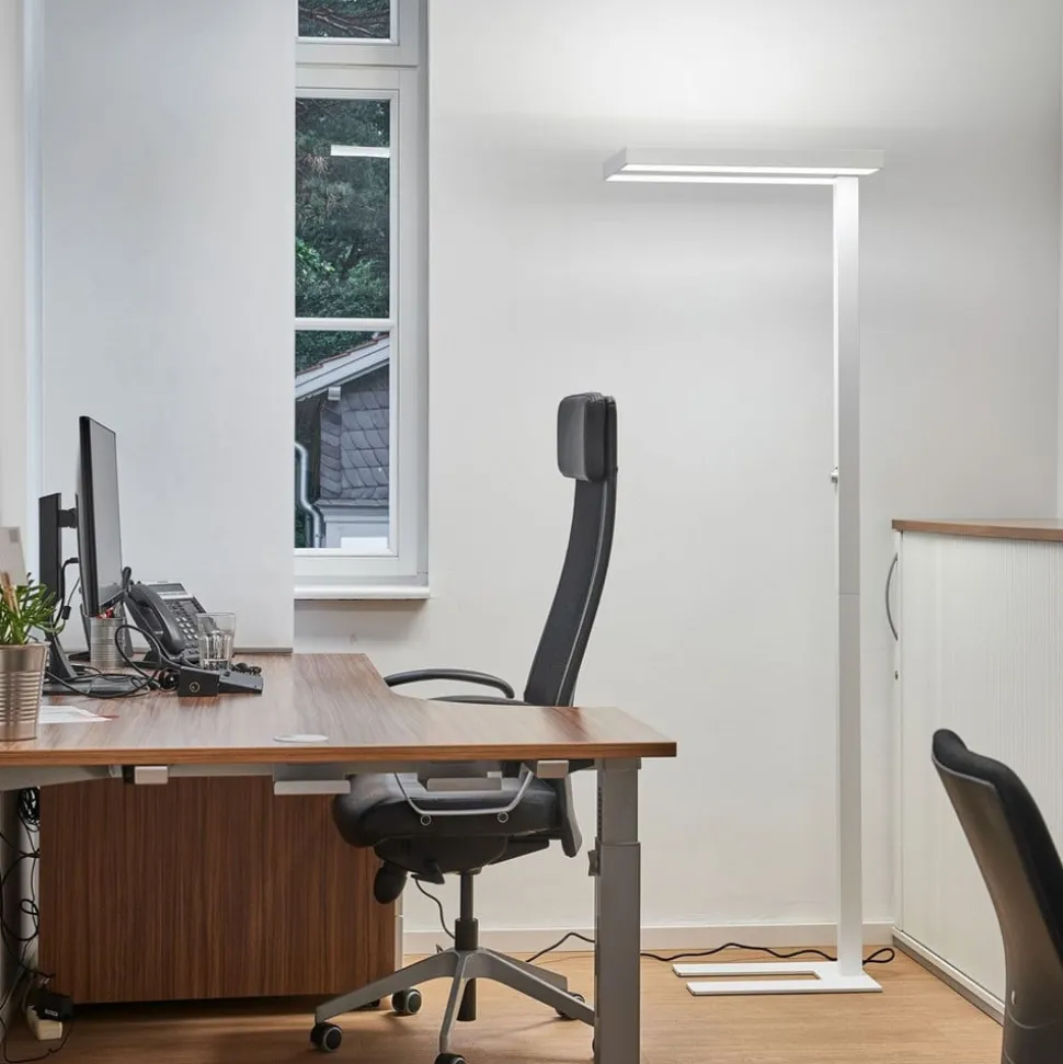 Arcchio LED vloerlamp Logan Basic, wit, 6.000 lm, dimbaar