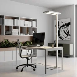 Arcchio LED vloerlamp Logan Basic, zilver, 6.000 lm, dimbaar