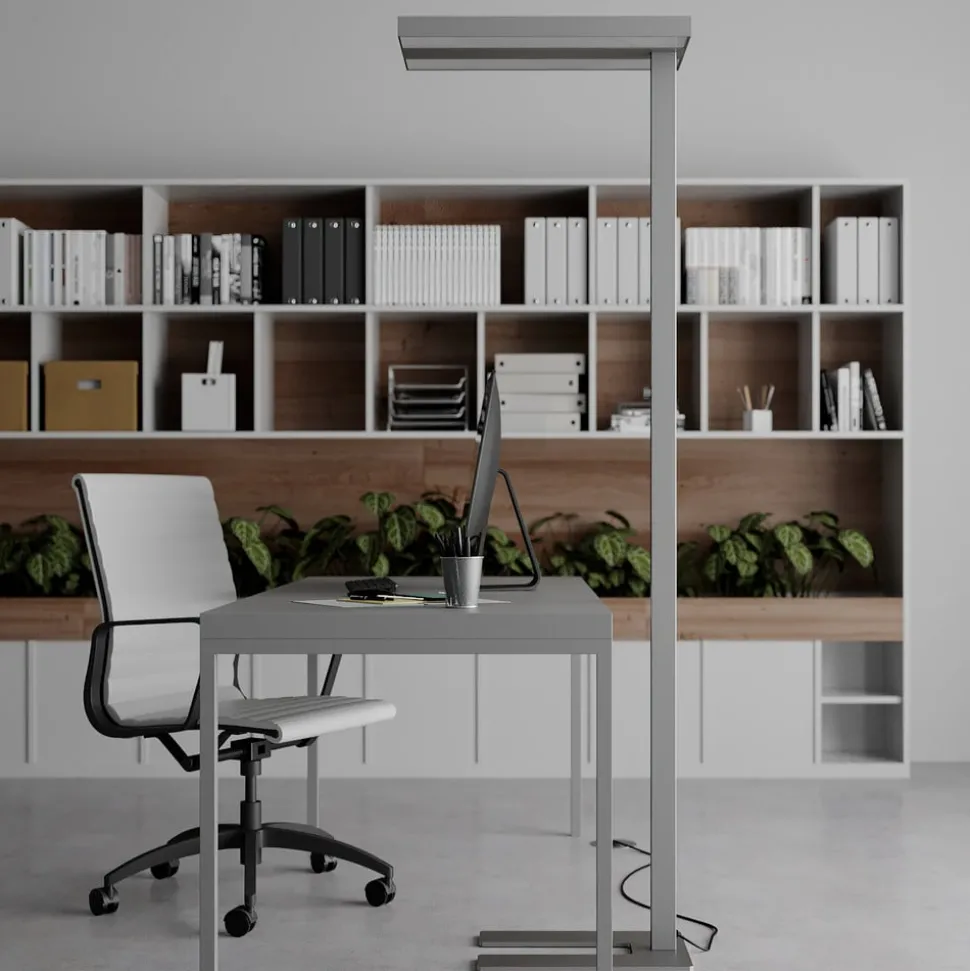 Arcchio LED vloerlamp Logan Basic, zilver, 6.000 lm, dimbaar