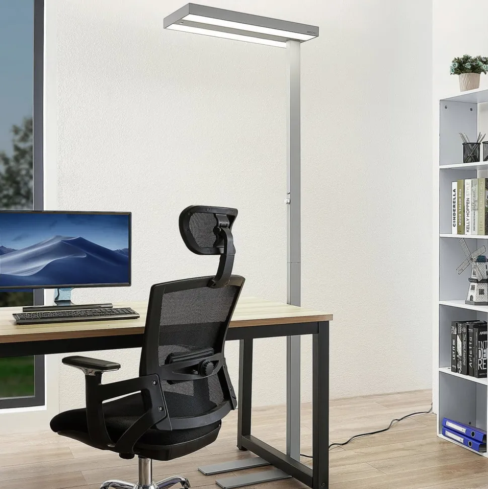 Arcchio LED vloerlamp Logan Pro, zilver, sensor, dimbaar