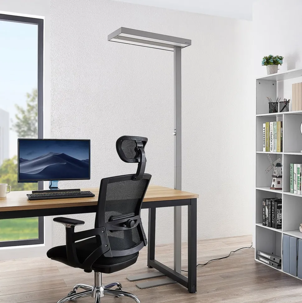 Arcchio LED vloerlamp Logan Pro, zilver, sensor, dimbaar