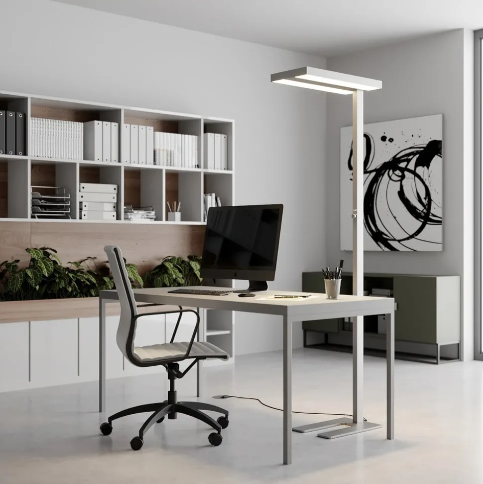 Arcchio LED vloerlamp Logan Basic, set van 2, zilver, 6000 lm