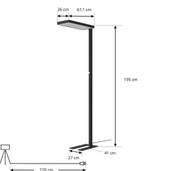 Arcchio LED vloerlamp Timon, 54W, zwart, hoogte 195 cm