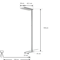 Arcchio LED vloerlamp Timon, 54W, zilver, hoogte 195 cm