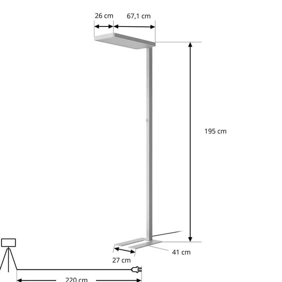 Arcchio LED vloerlamp Timon, 54W, zilver, hoogte 195 cm
