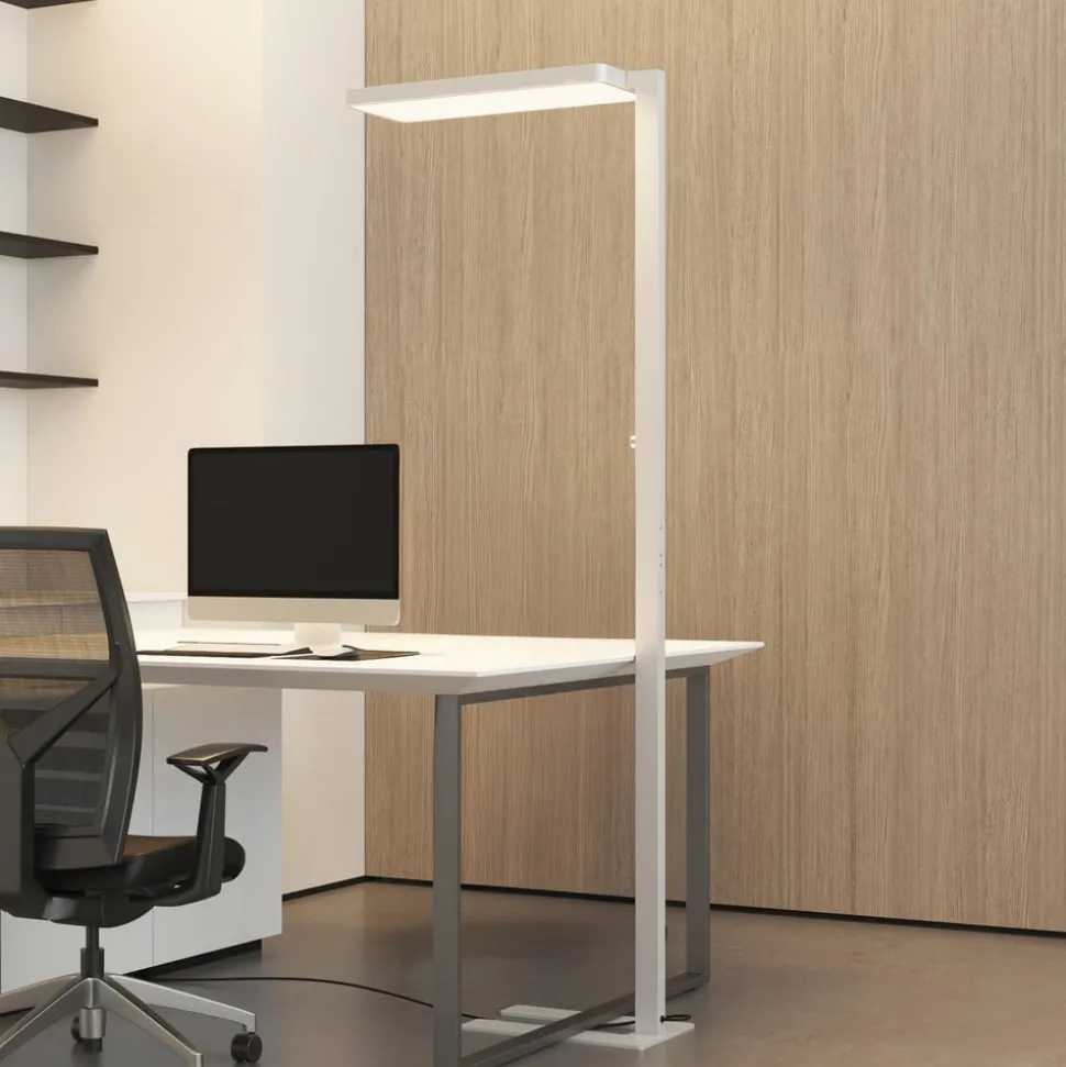 Arcchio LED vloerlamp Timon, 195 cm, wit, 54 W, aluminium