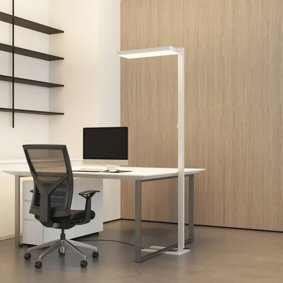 Arcchio LED vloerlamp Timon, 195 cm, wit, 54 W, aluminium