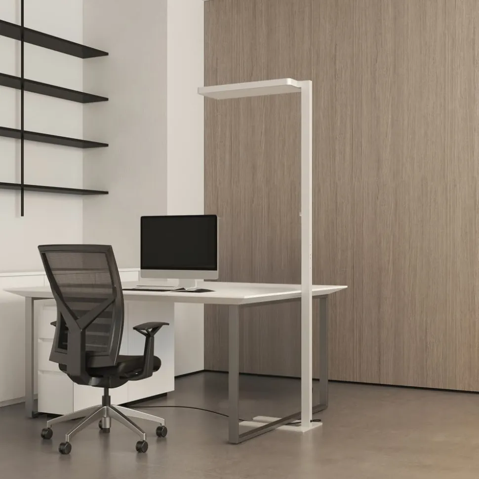 Arcchio LED vloerlamp Timon, 195 cm, wit, 54 W, aluminium