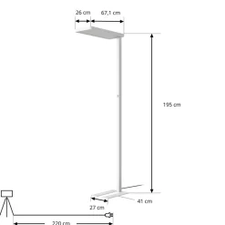 Arcchio LED vloerlamp Timon, 195 cm, wit, 54 W, aluminium