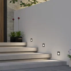 Arcchio LED wand inbouwlamp Zamo, louvre, zwart, IP65