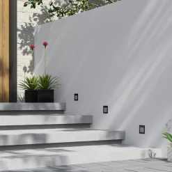 Arcchio LED wand inbouwlamp Zamo, louvre, zwart, IP65