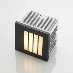 Arcchio LED wand inbouwlamp Zamo, louvre, zwart, IP65