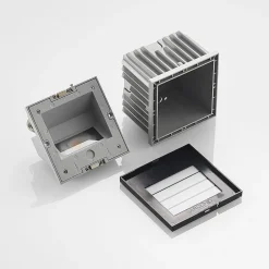 Arcchio LED wand inbouwlamp Zamo, louvre, zwart, IP65